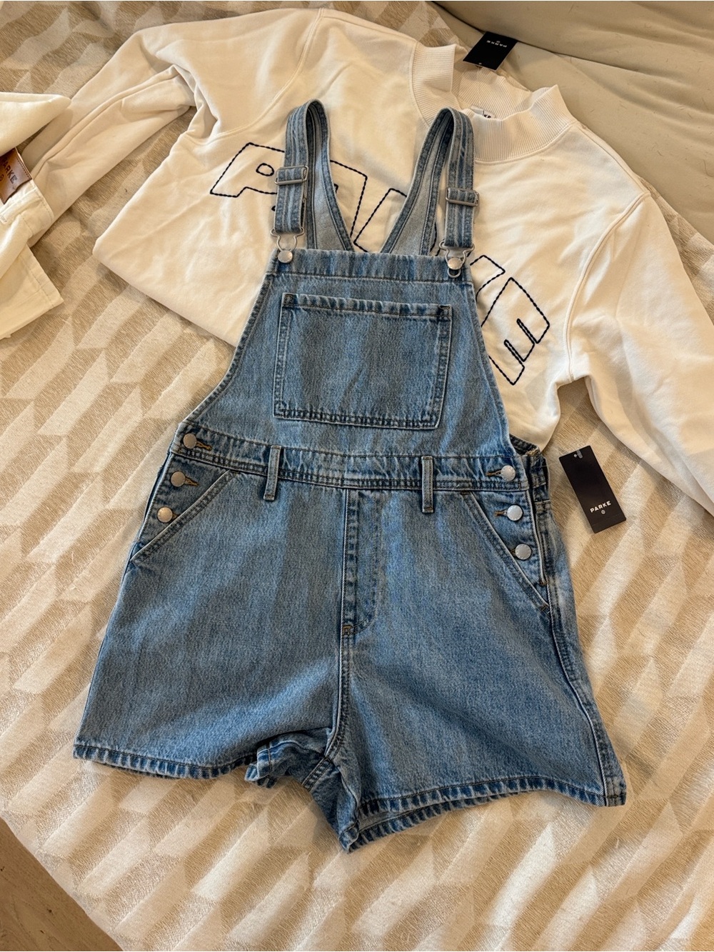 PARKE x Target Light Blue Denim Women’s Jean Short Overalls Small